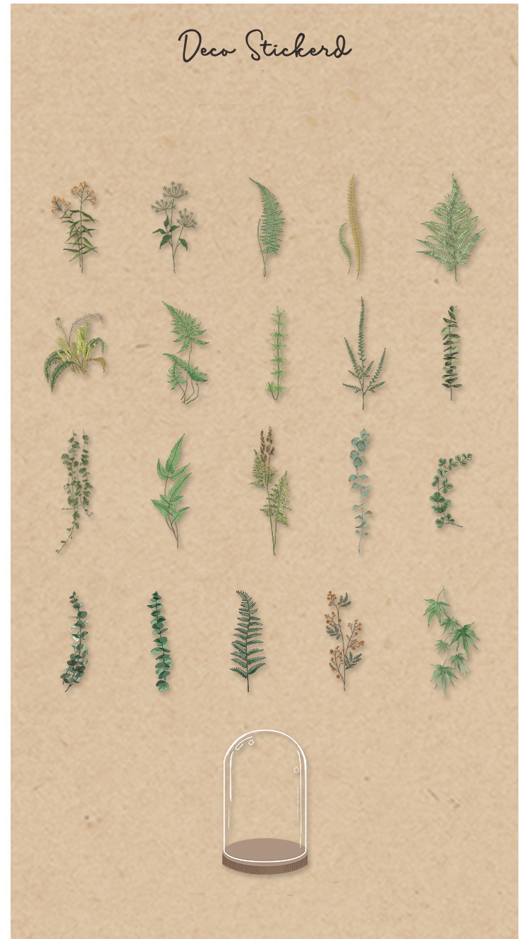 20PCS Mountains Fields Plant Stickers