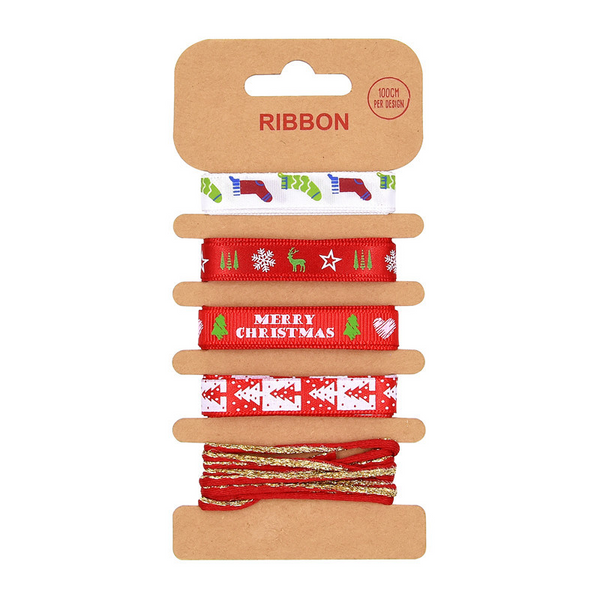 Decorative Christmas Print Bibbon Set