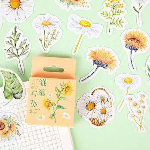 46 PCS Daisy & Sunflower Flowers Stickers