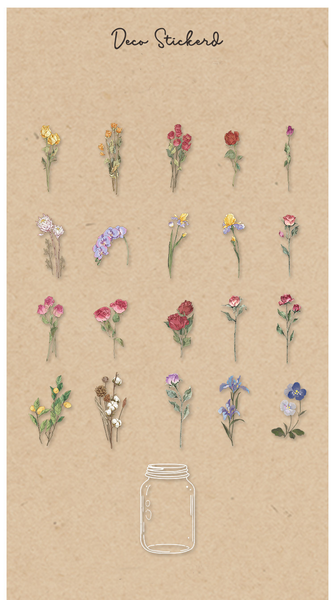 20PCS Mountains Fields Plant Stickers