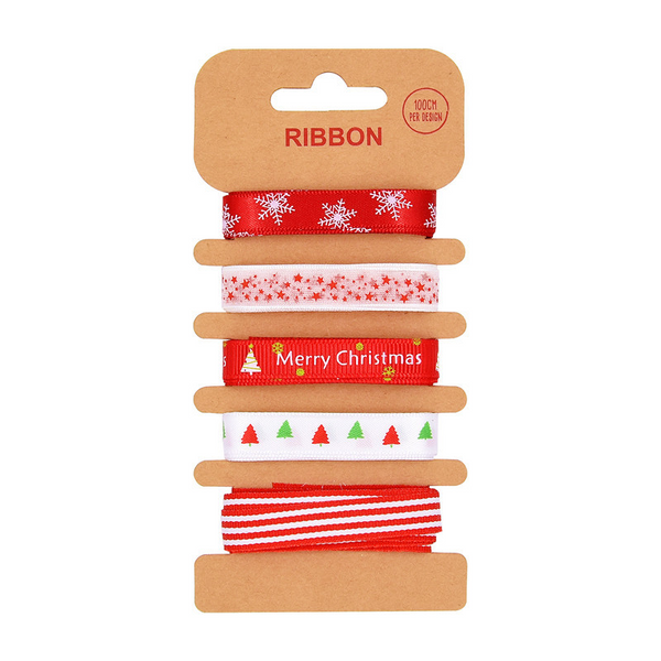 Decorative Christmas Print Bibbon Set