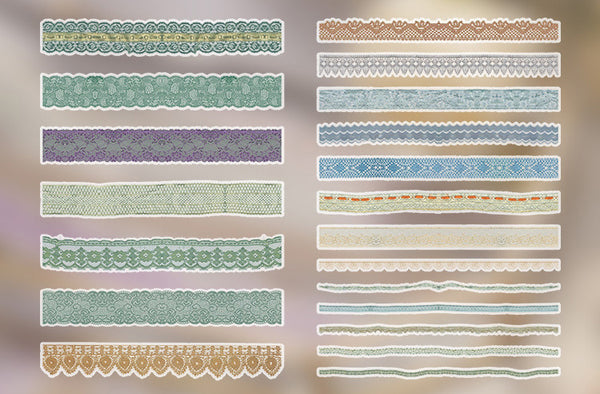 20pcs Vintage Lace Series Sulfate Paper Stickers