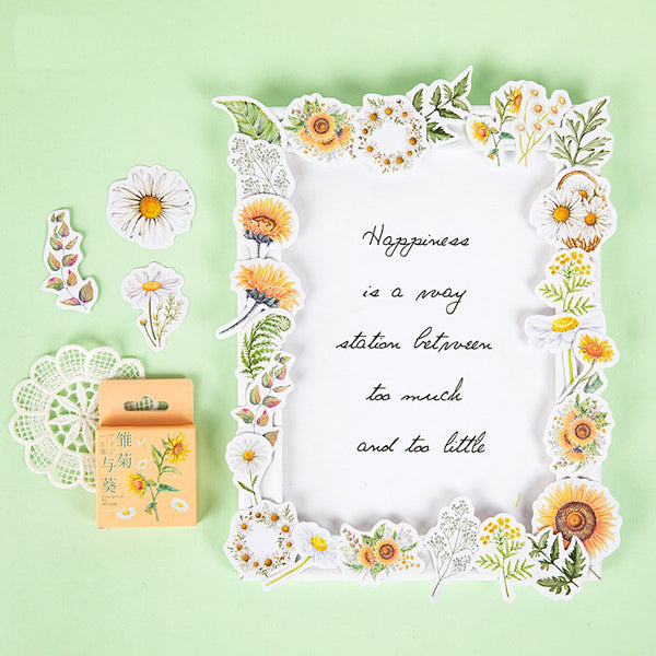 46 PCS Daisy & Sunflower Flowers Stickers