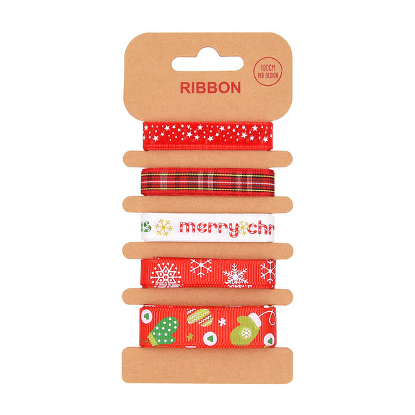 Decorative Christmas Print Bibbon Set