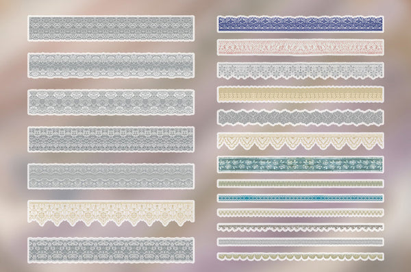 20pcs Vintage Lace Series Sulfate Paper Stickers