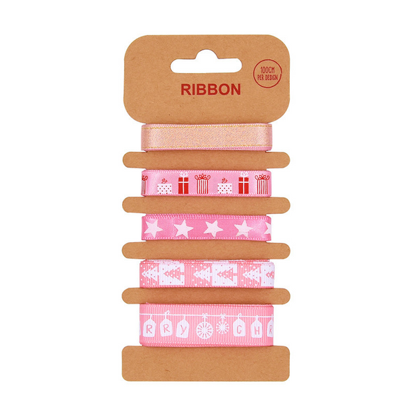 Decorative Christmas Print Bibbon Set