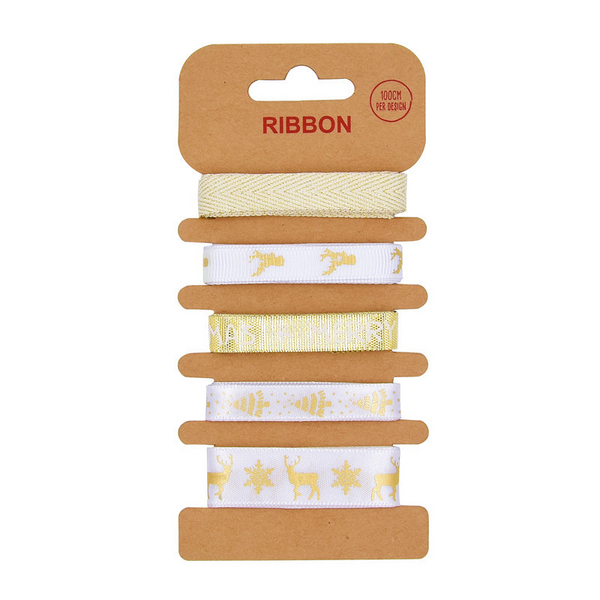 Decorative Christmas Print Bibbon Set