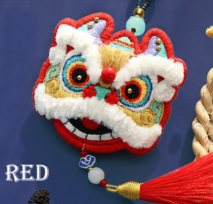 Chinese Lion  Incense Bag Pendant DIY Hand Embroidery Kit