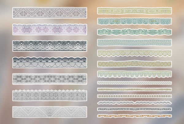 20pcs Vintage Lace Series Sulfate Paper Stickers