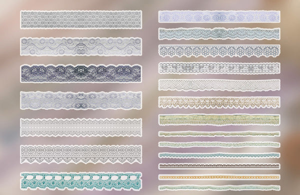 20pcs Vintage Lace Series Sulfate Paper Stickers