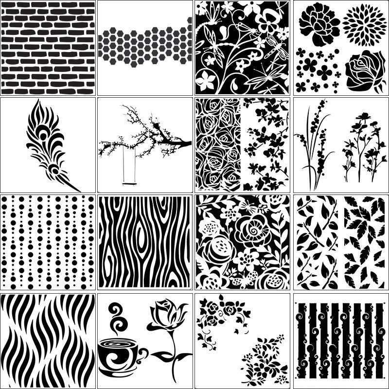 16PCS Layering Painting Stencils-B