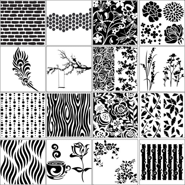 16PCS Layering Painting Stencils-B