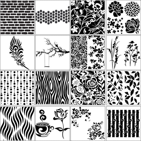 16PCS Layering Painting Stencils-B