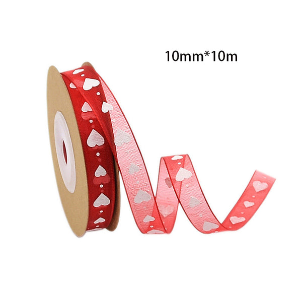 Valentine's Day Red Love Printed Yarn Ribbon