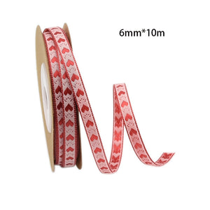 Valentine's Day Red Love Printed Yarn Ribbon