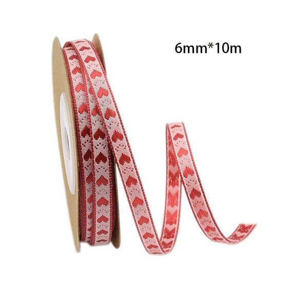Valentine's Day Red Love Printed Yarn Ribbon
