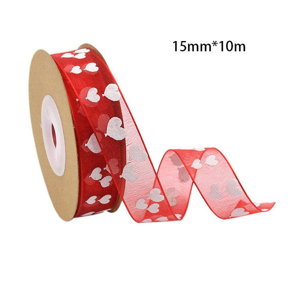 Valentine's Day Red Love Printed Yarn Ribbon