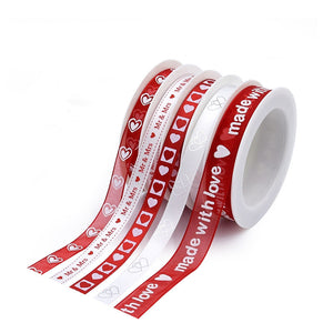 5pcs Love White and Red Ribbon