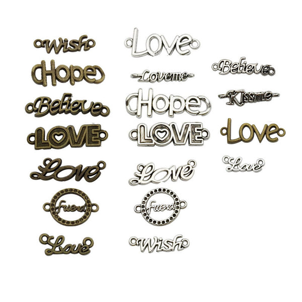 70Pcs Vintage Alloy Openwork Letter Strips
