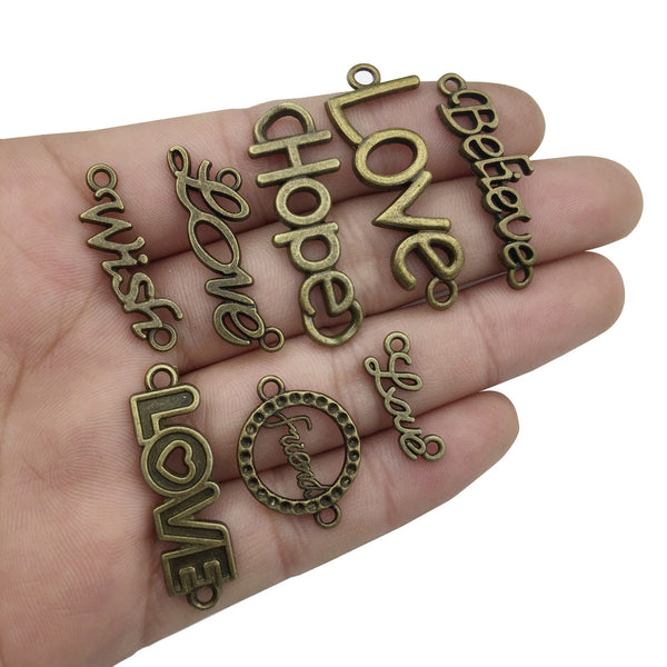 70Pcs Vintage Alloy Openwork Letter Strips