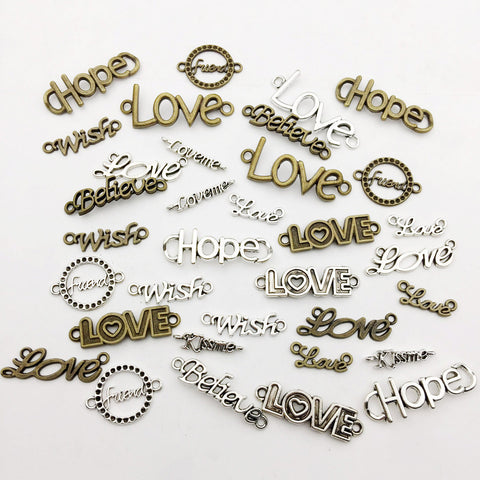 70Pcs Vintage Alloy Openwork Letter Strips