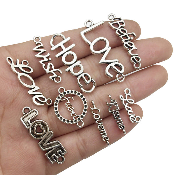 70Pcs Vintage Alloy Openwork Letter Strips