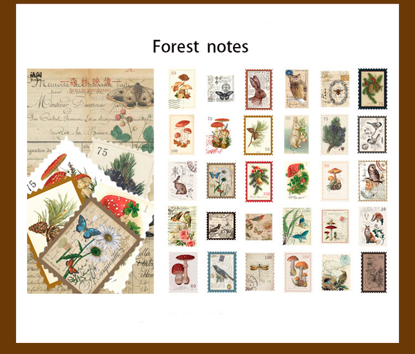 60Pcs Retro Time Post Office Series Stickers