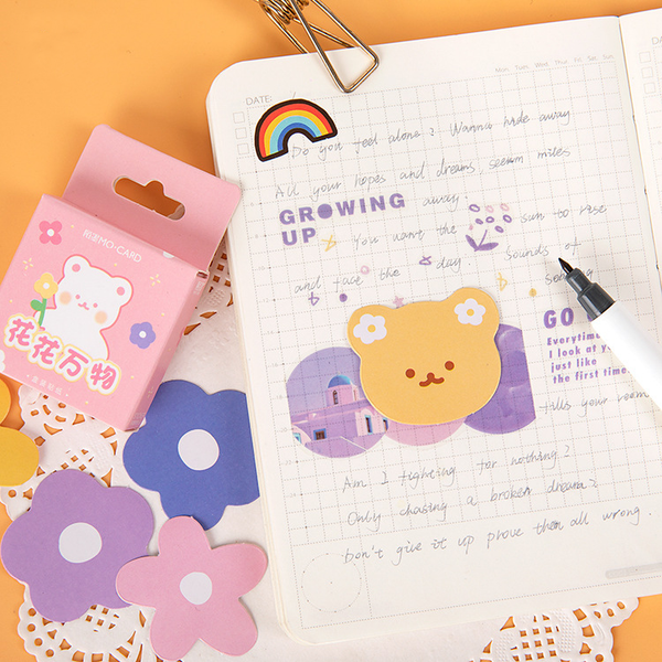 46PCS Flowers Bear Decorative Stickers