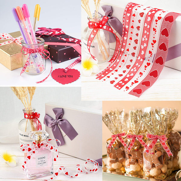 Valentine's Day Red Love Printed Yarn Ribbon