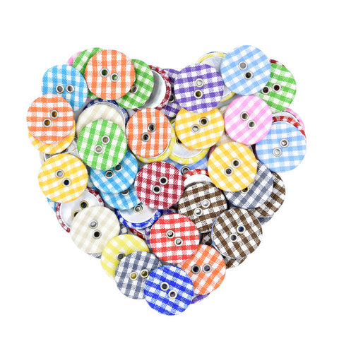 56pcs Creative Round Decorative Plaid Buttons