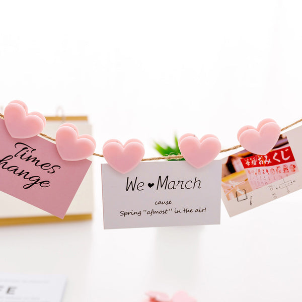 5pcs Pink Love Decorative Clips Storage Clips