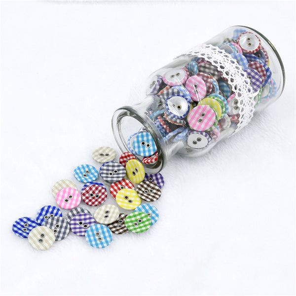 56pcs Creative Round Decorative Plaid Buttons
