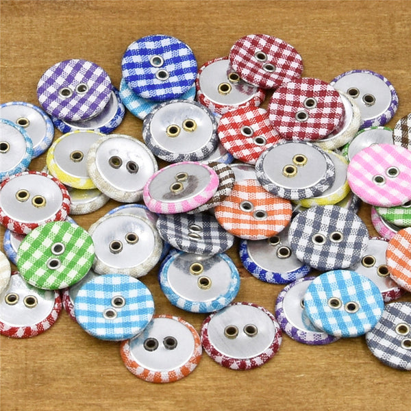56pcs Creative Round Decorative Plaid Buttons