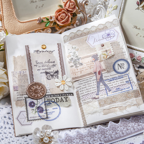 20pcs Vintage Lace Series Sulfate Paper Stickers