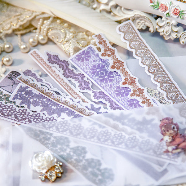 20pcs Vintage Lace Series Sulfate Paper Stickers
