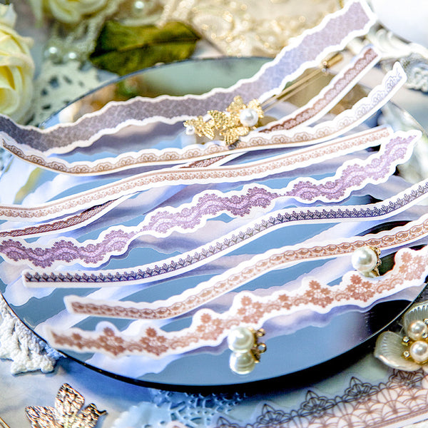 20pcs Vintage Lace Series Sulfate Paper Stickers