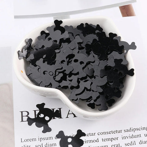 Halloween Black Crossed Skull Sequins