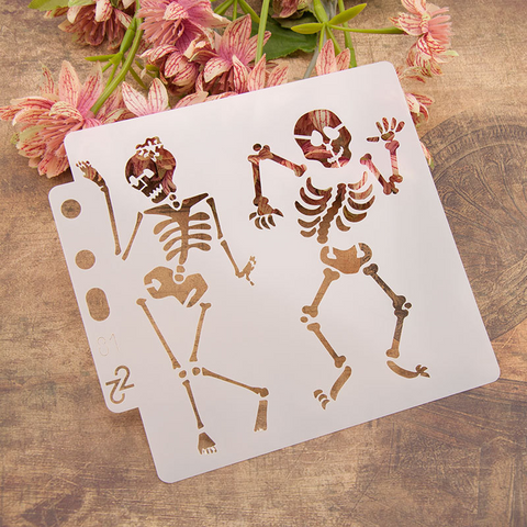 Skull Dance Layering Stencils Painting Template