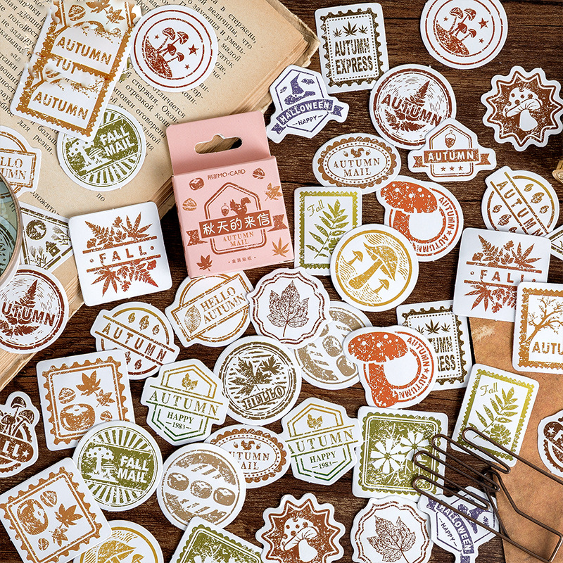 46PCS Fresh Autumn Letter Decorative Stickers