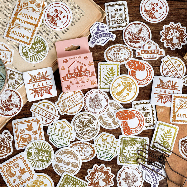 46PCS Fresh Autumn Letter Decorative Stickers