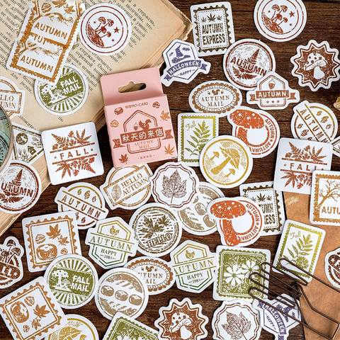 46PCS Fresh Autumn Letter Decorative Stickers