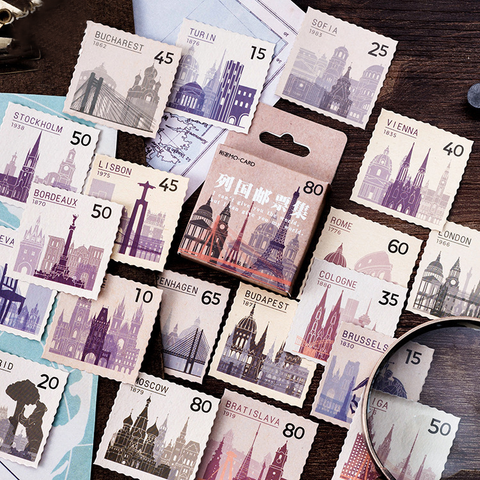 45PCS Stamp Collections Decorative Stickers