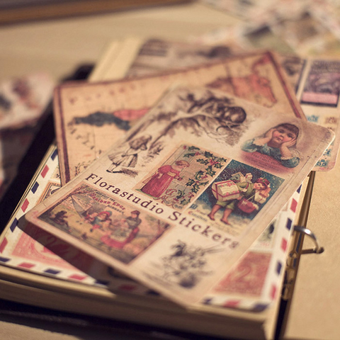 10PCS Retro Map Stamp Stickers Paper