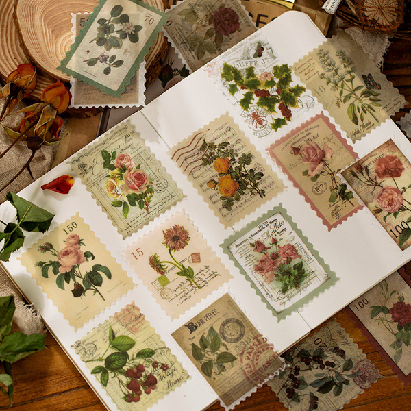 60Pcs Retro Time Post Office Series Stickers