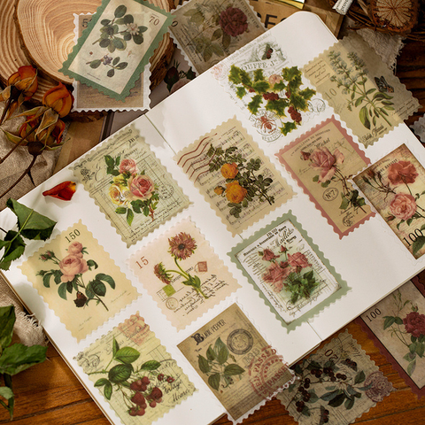 60Pcs Retro Time Post Office Series Stickers