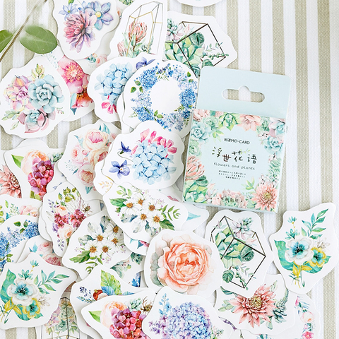 46PCS Flower World Decorative Stickers