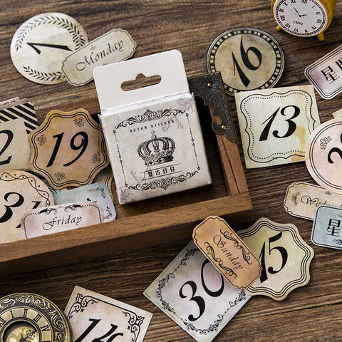 45PCS Retro Number Date Diary Stickers