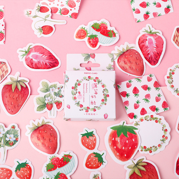 45PCS  Strawberry Cheese Decorative Stickers