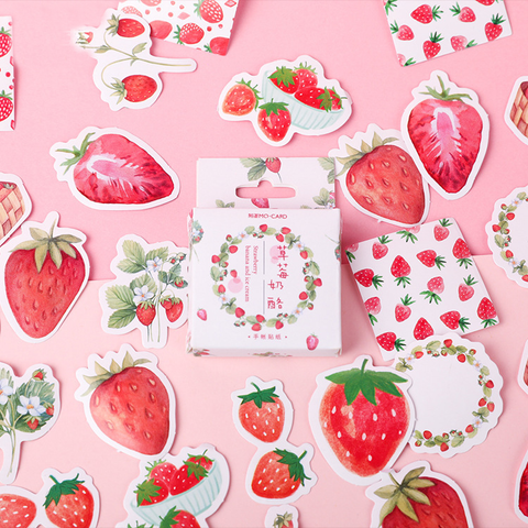 45PCS  Strawberry Cheese Decorative Stickers