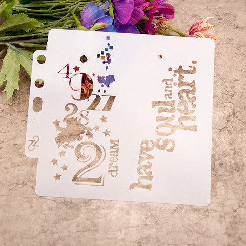 Number Words Layering Stencils Painting Template